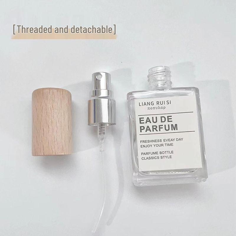 Retro Wooden Lid Perfume Decanter: Portable 10ml Glass Spray & 5ml Press-type Bottle Sample.