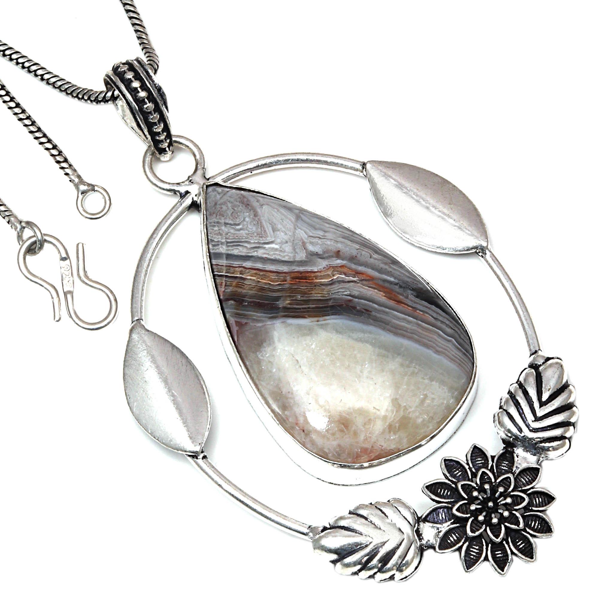 

Подвеска Crazy Lace Agate Gemstone Handmade Gift For Her Silver Jewelry 3