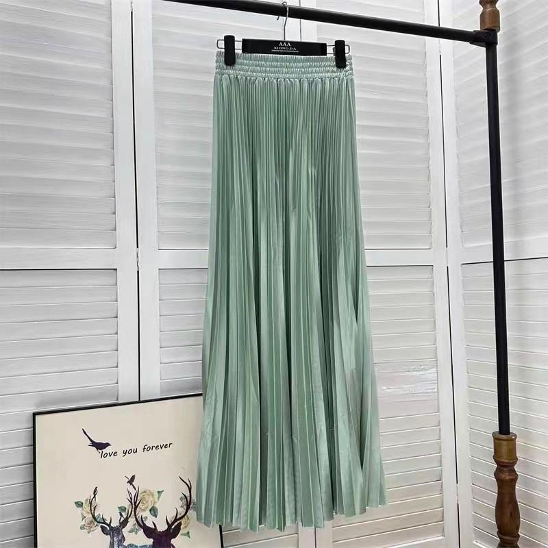 High Waist Satin Pleated Fishtail Skirt - 1 Meter Long Women's Dance Skirt with Large Swing and Medium Length.