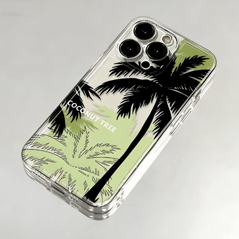 

Summer Green Coconut Tree Palm Tree Phone Case For iPhone 17 Pro Max 16 15 14 13 12 11 Mini XS X XR 15 16 Plus 17Air Clear Cover iPhone 12 mini