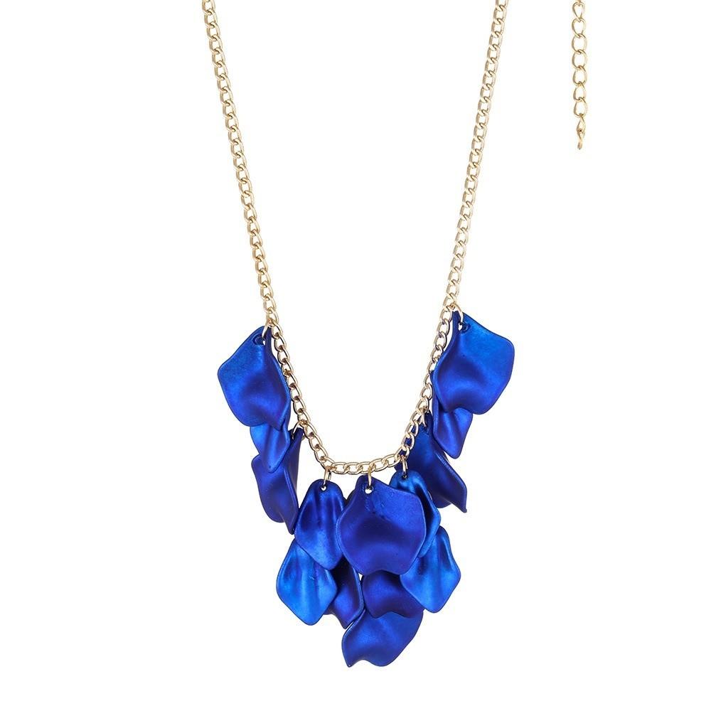 Fashion Colorful Petal Necklace Shimmer Irregular Fringe Pendant Necklaces Layered Sequin Sweater Chains Gifts