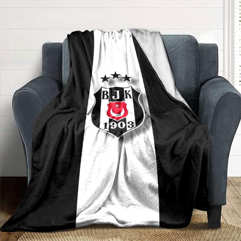 Coperta in Flanella con Stampa Logo Beşiktaş Alta Qualità Calda Confortevole Coperta per Tutte le Stagioni Perfetta per Regali Decorazione per la Casa