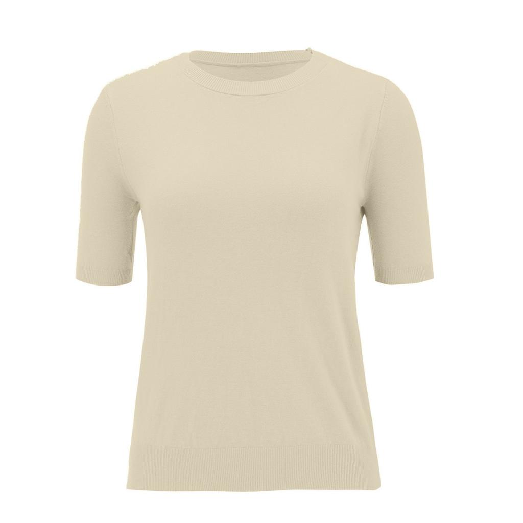 Women's Classic Short Sleeve Crew Neck Knit Sweater Soft Lightweight Pullover Top for Casual and Office Wear