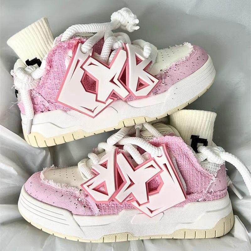 

Platform sneakers 2025 spring new street super fire foreign style national tide niche skateboard bread shoes increase 40