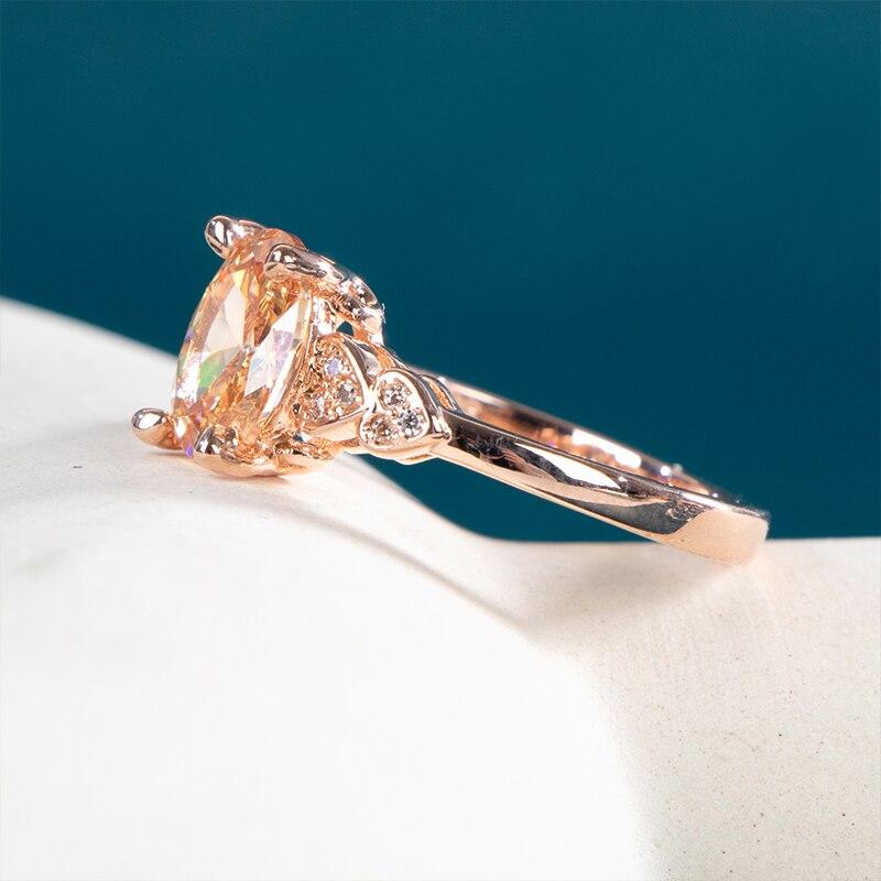BELLA BOX Luxusní zásnubní prsten v barvě růžového zlata s kulatým zirkonovým křišťálovým kamenem oslnivý návrhový prsten