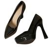 Black Waterproof Table High Heels Women's 2025 Autumn New Thick Heel Pointed Temperament Advanced Not Tired Feet Professional Single Shoes
