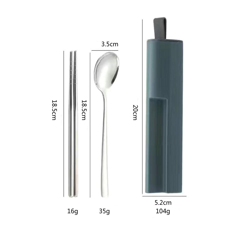 3Pcs/2Pcs Portable Tableware Stainless Steel Spoon Fork Chopsticks with Storage Box Lunch Travel Kitchen School Cutlery Set