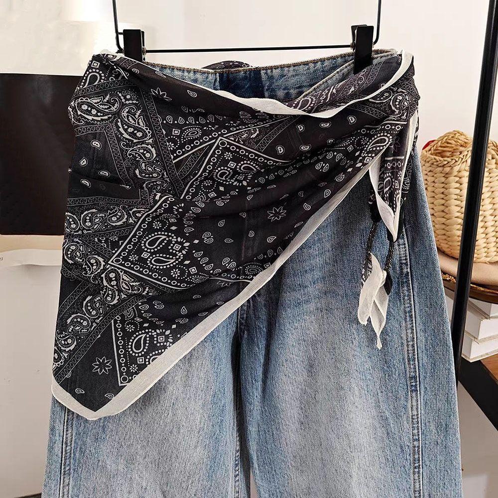 Elegantes Multifunktionales Florales Dreieckstuch Florales Batik-Damen-Halstuch Dreieck Baumwolle Ethnisch Bedrucktes Tuch Passende Hosen