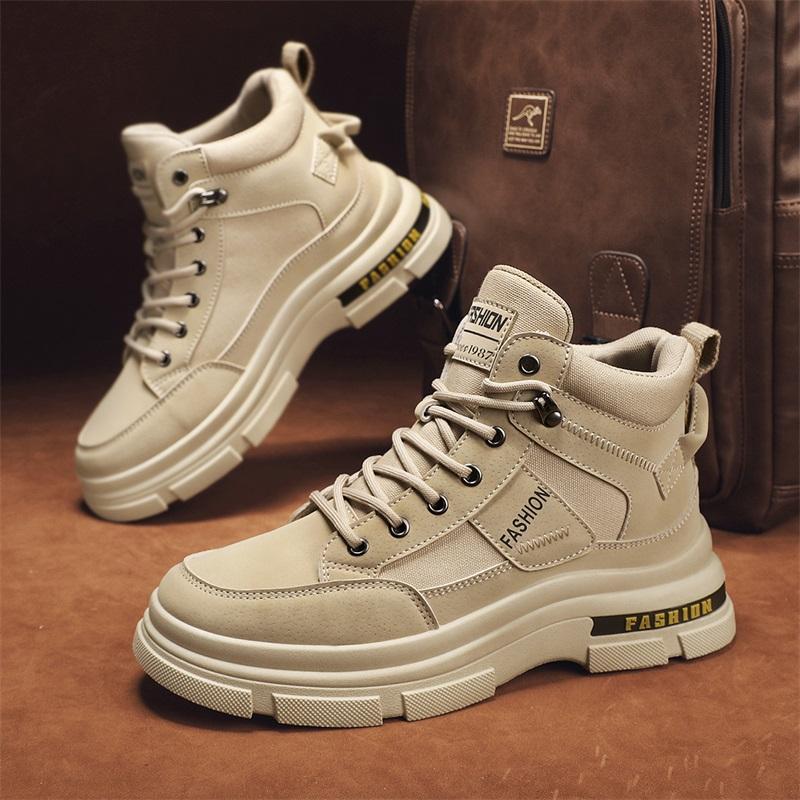 New Fashion Autumn And Winter Men's High Top Martin Boots Students Male Boys Trending Soft Sole Work Shoes Labor Protection Martin Sneakers