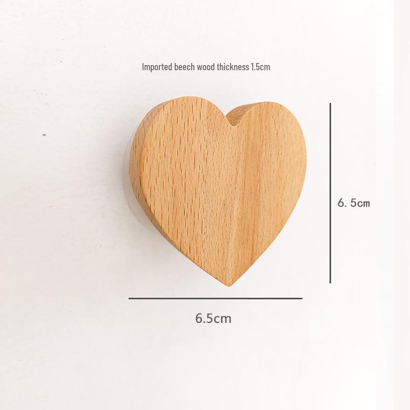 Creative Beech Wood Adhesive Hooks – Funny Animal Design Coat & Hat Hooks for Behind-the-Door Use