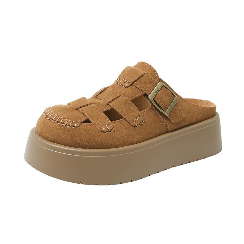 

Тапочки Baotou, женская внешняя одежда, летняя обувь для ленивых ног, полутапочки с толстой подошвой, большие размеры, модная женская летняя дышащая обувь 41