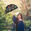 Glow Party Decorations Supplies.Mushrooms Folding Fan, Uv Glow Rave Fan Festival Fan, Silk Chinese & Japanese Palm Fan
