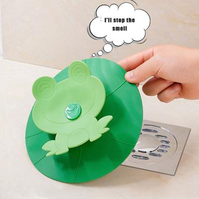 Couvercle de Siphon de Sol en Forme de Grenouille Prévention des Insectes Dessin Animé Tapis Déodorant de Siphon TPR et PP Anti-colmatage Accessoires d'Évier Lavabo