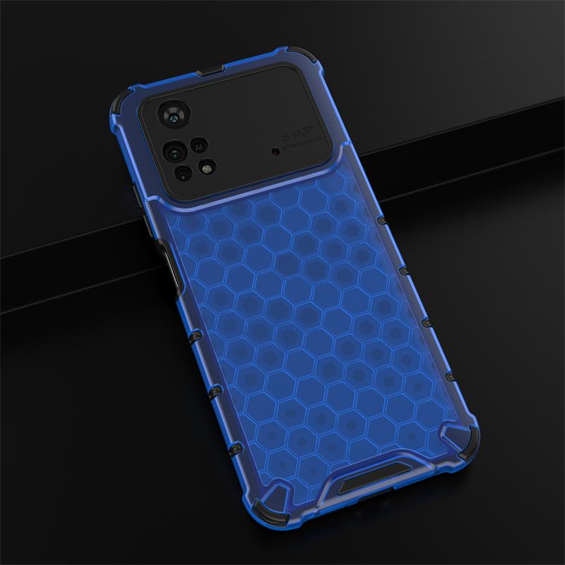 Shockproof Transparent Case For Xiaomi Poco M4 Pro 4G Honeycomb Armor Clear Case For Poco M4 Pro Case Cover For Poco M4 Pro 4G