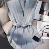 Women Shiny Satin Blouses Elegant Wrapped V-Neck Sleeveless Tops Summer Office Commuting Belted Party Blusas Mujer