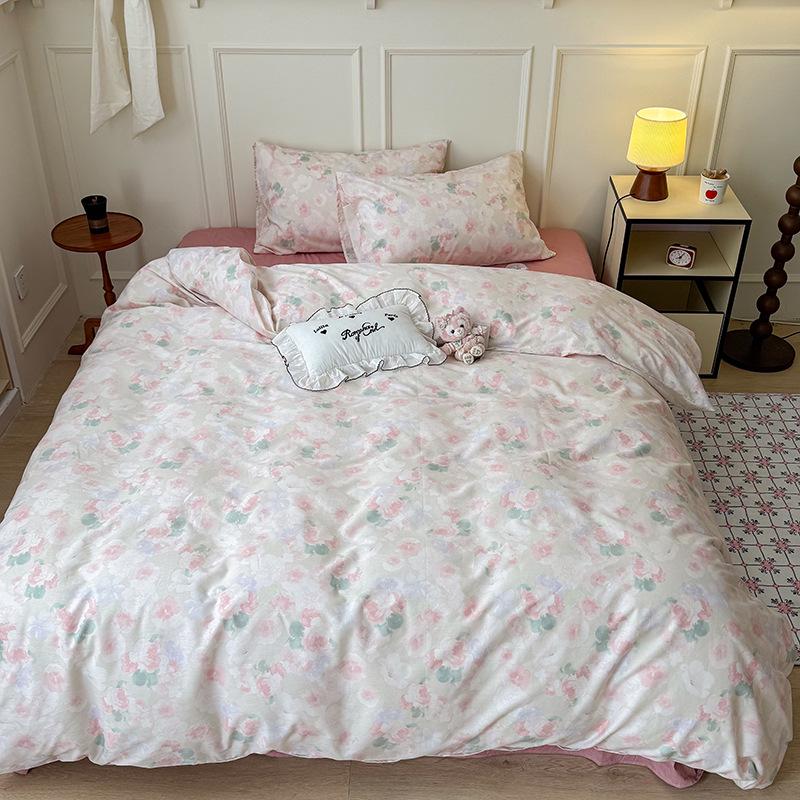 Skin-Friendly Striped Cotton Bedding Set - Fresh Style, 100% Pure Cotton, A-Class Quality, Four-Piece Set for Spring/Summer