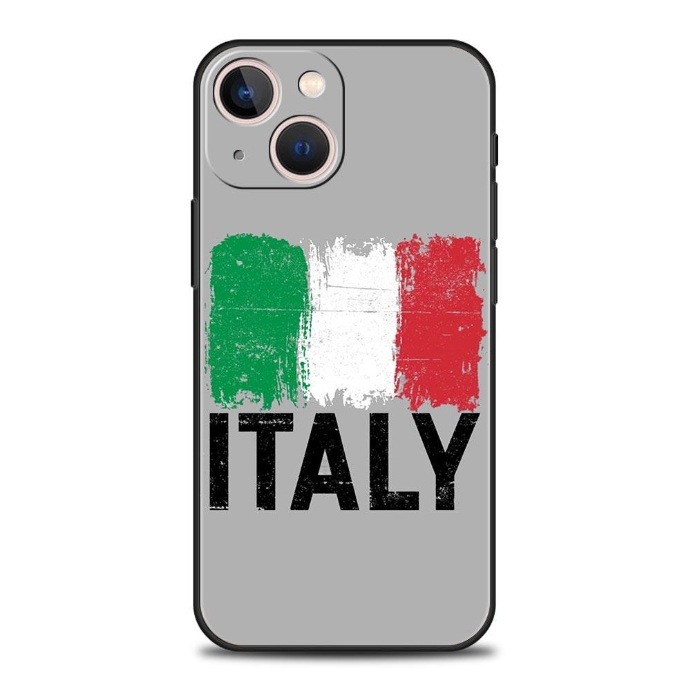 Luxury Phone Case For Apple iPhone 11 15 14 Pro MAX 12 13 7 8 Plus X XR XS MAX SE Silicone Black Cover Funda ITALY Flag