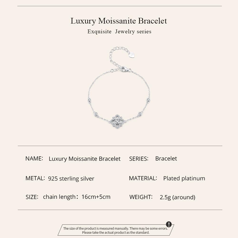 Bamoer D Color VVS1 EX 0.5CT Moissanite Bracelet for Women Valentine's Day Gift 925 Sterling Silver Shining Fine Jewelry