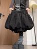 Petite Women's Elegant High-Waisted Black Diamond-Quilted Padded A-Line Shorts, Autumn/Winter Collection - Slimming, Puffy, Half-Skirt Style.