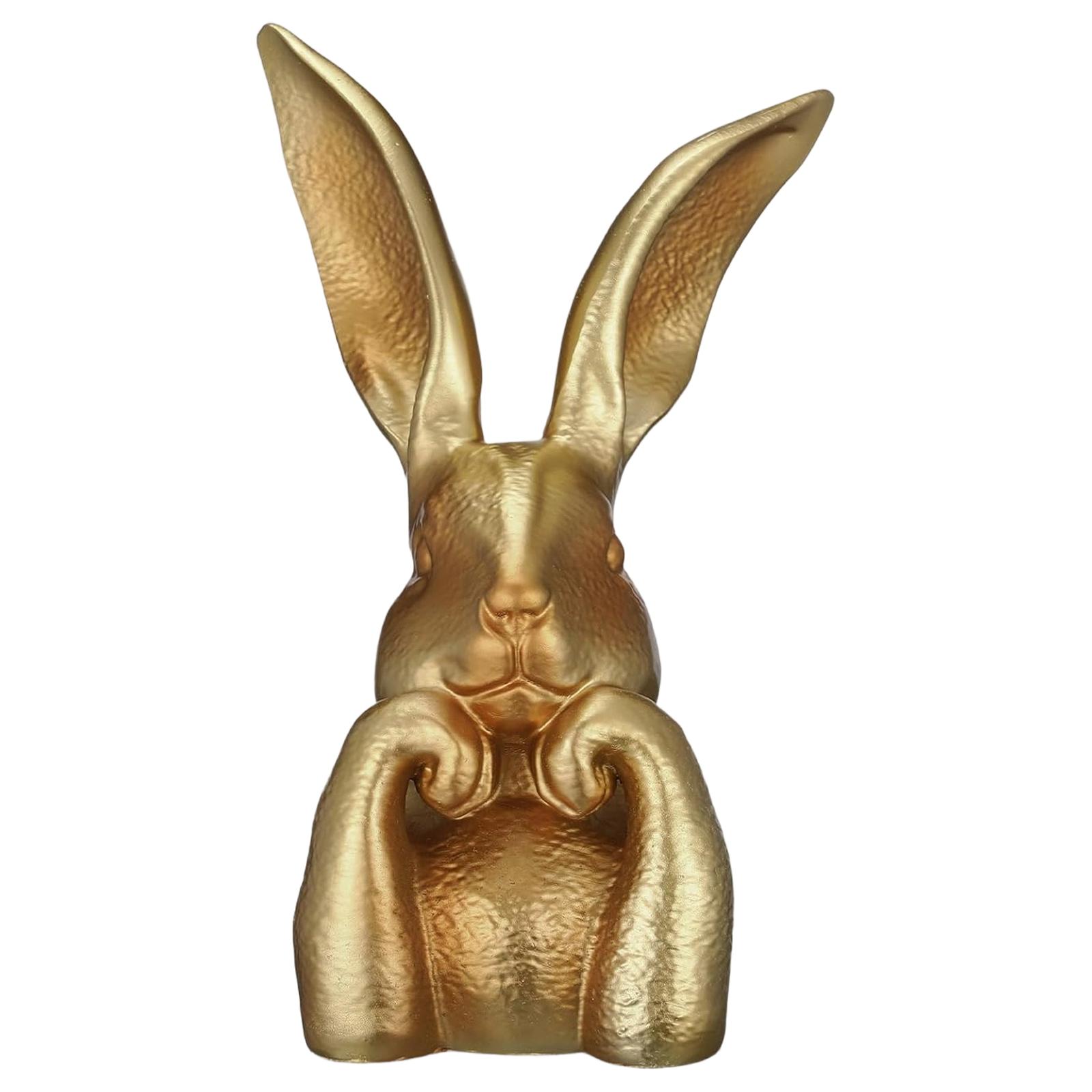

Spring Bunny Easter Decoration, Vintage Gold Resin Bunny Statue Home Interior Decoration Gift One Size