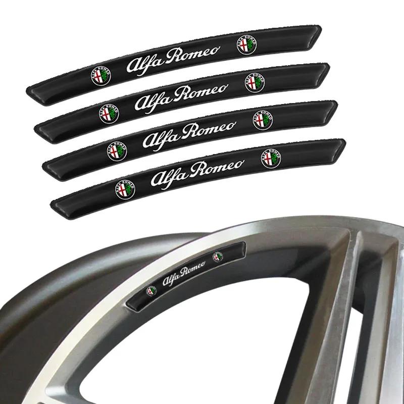 4pcs Car Styling Wheel Aluminum Sticker Auto Stickers for Alfa Romeo Giulia Stelvio Brera 147 156 159 166 Giulietta Mito Tonale