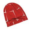 ZLIENSZUS Mid-Century Modern Knit Hat - Minimalist Check Grid Beanie In Red/Cream, Retro Checkered Suitable for City Outfits, Casual Wear, Weekend Sty