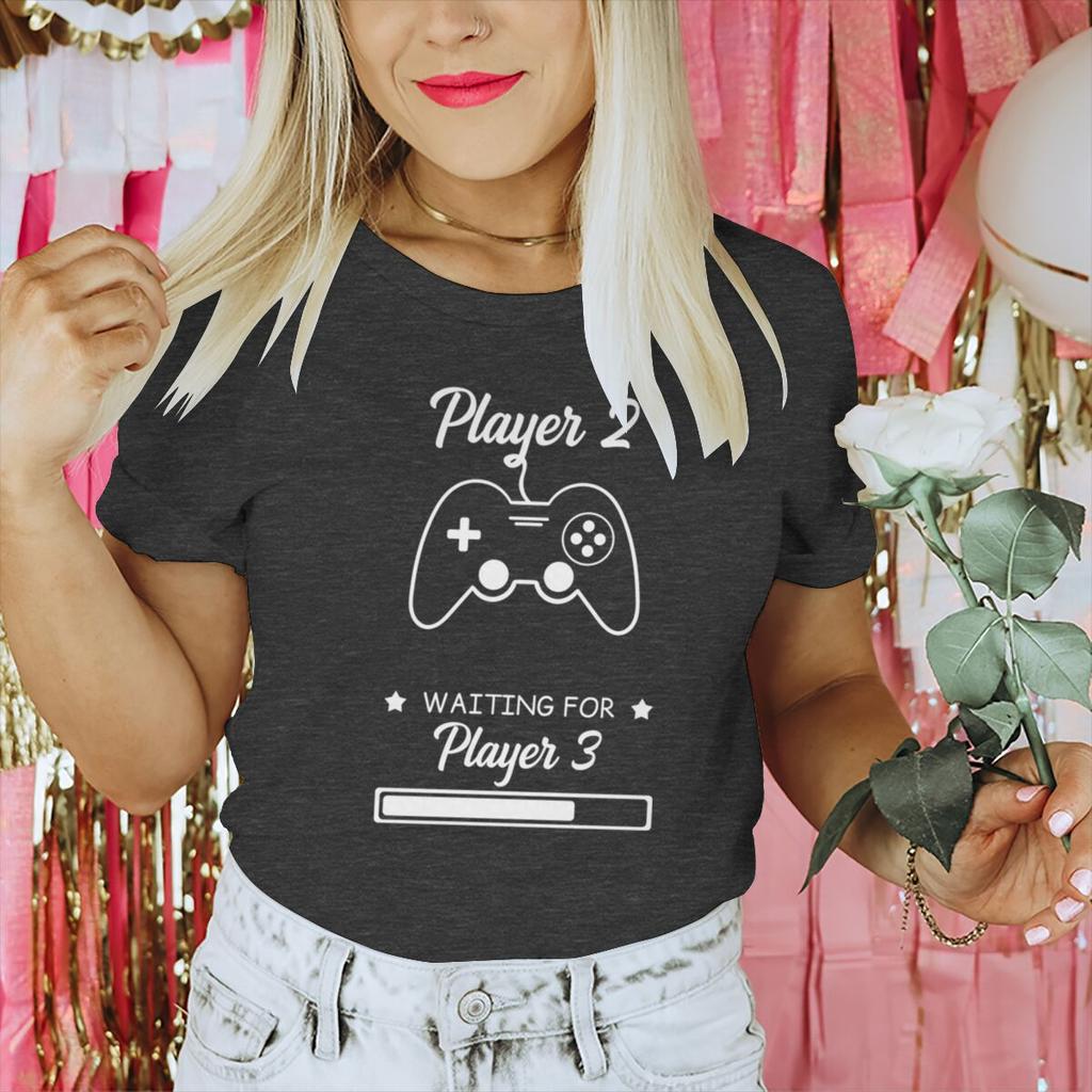 Funny Game Player 1 Player 2 Shirts Pregnancy Announceunisext Short Sleeve Unisex Unisex Tshirt Casual Couple Matching T-Shirts Gifts