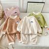 Kids' Korean-Style Velvet Pajama Set for Autumn/Winter - Warm, Double-Sided for Boys & Girls