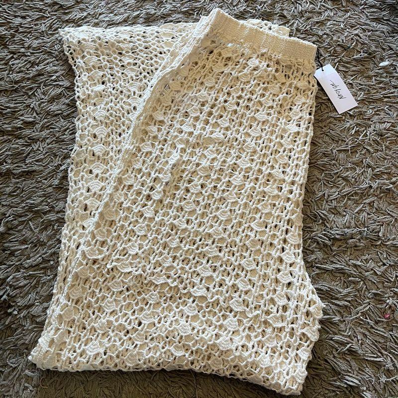 

Nasty * G * Al Fashion Special-Interest Soft Knitting Crochet Cut Out Knitted Trousers Pants Vacation Style Creamy-white/Real shot L/too large