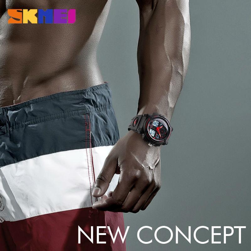 SKMEI Fashion Men's Waterproof Sports Analog Quartz Dual Display Watch Military Digital Led Watches