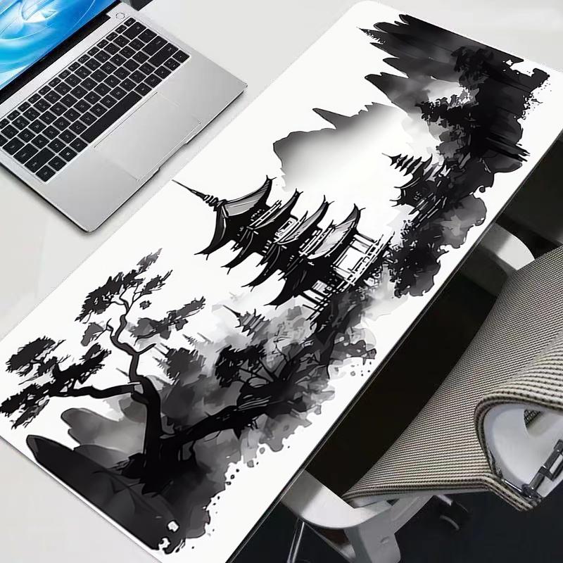Podložka pod myš Styl inkoustové malby Herní Broskvový květ Velká XXL Klávesnice Stůl Podložka pod myš Koberec Gumová Herní Notebook Podložka pod myš
