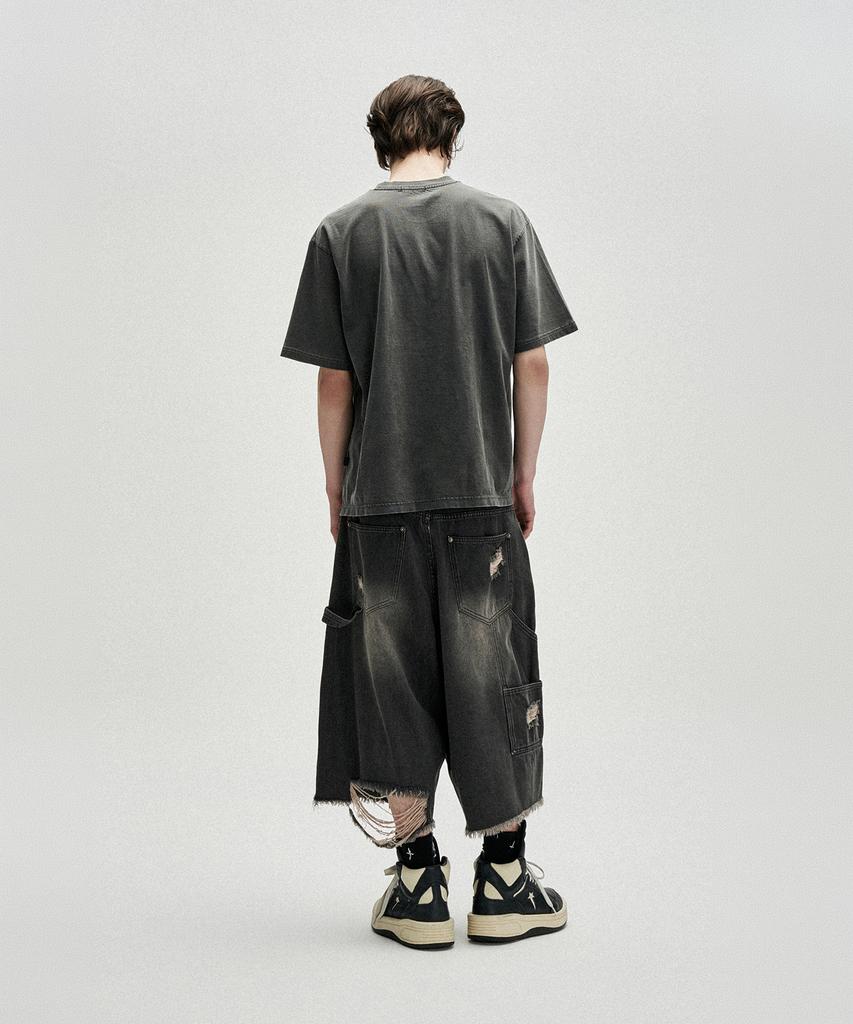 NOT4NERD Distressed Carpenter Bermuda Shorts - Black
