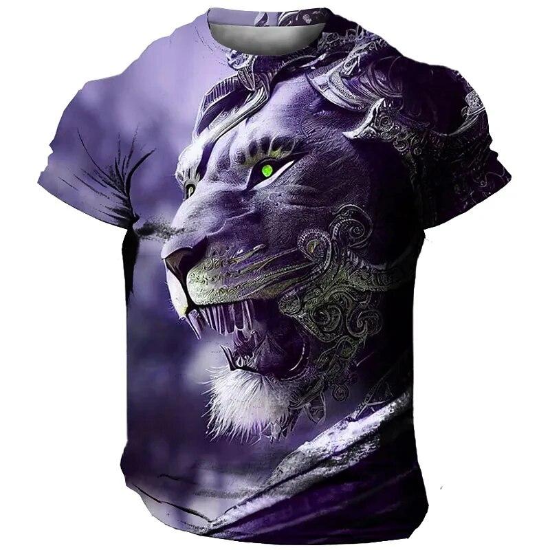 Oversized Men's T-Shirt 3D Tiger Print Tees Tops Summer Casual Mens Animal Pattern T Shirt Streetwear Quick Dry Fashion Clothes