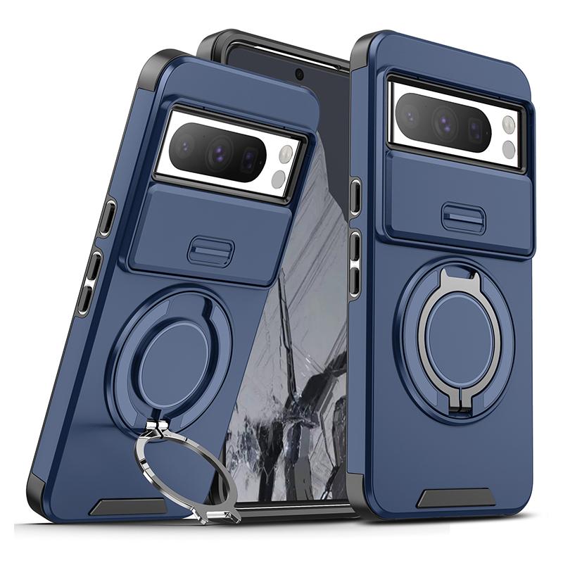 Magnetic Phone Case For Google Pixel 9A 9 Pro XL Rotating Folding Bracket Cover For Pixel 8A 7 8 Pro Slide Camera Protect Cover