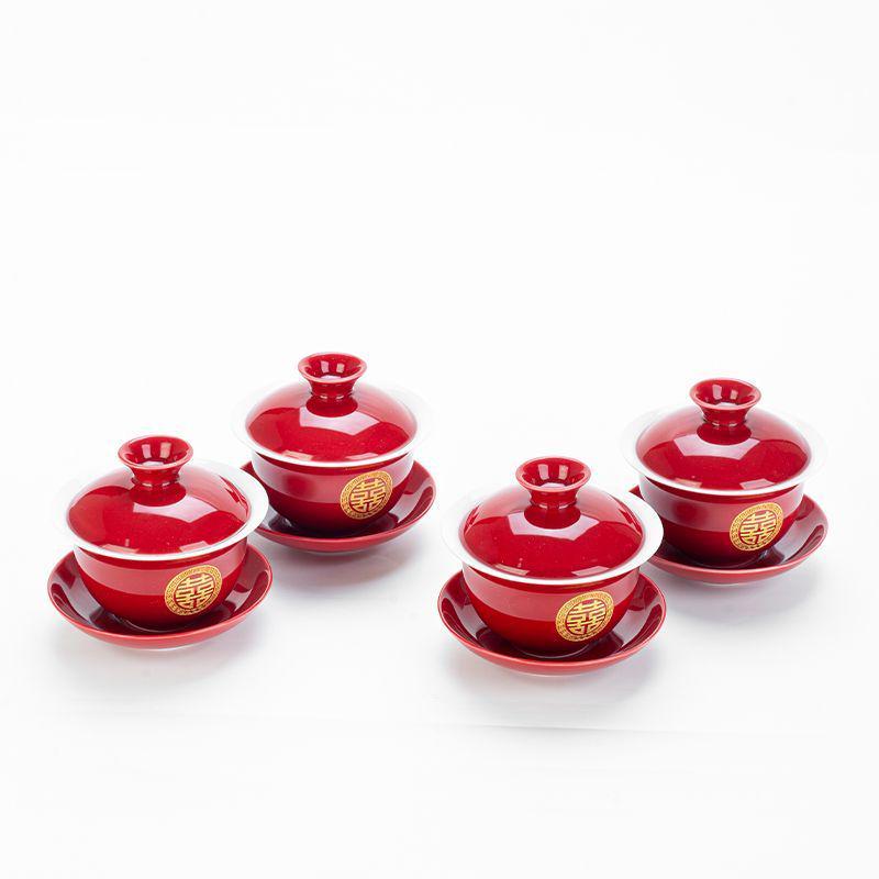 Wedding Tea Set: Complete Cup & Pot Set with Joyful Bowl, Ideal Gift for Newlyweds.
