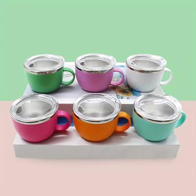 Sturzfeste 3oz Isolierte Kaffeetasse aus Edelstahl mit Henkel Mini-Tasse mit Deckel und Strohhalm Ideal für Camping und Essen
