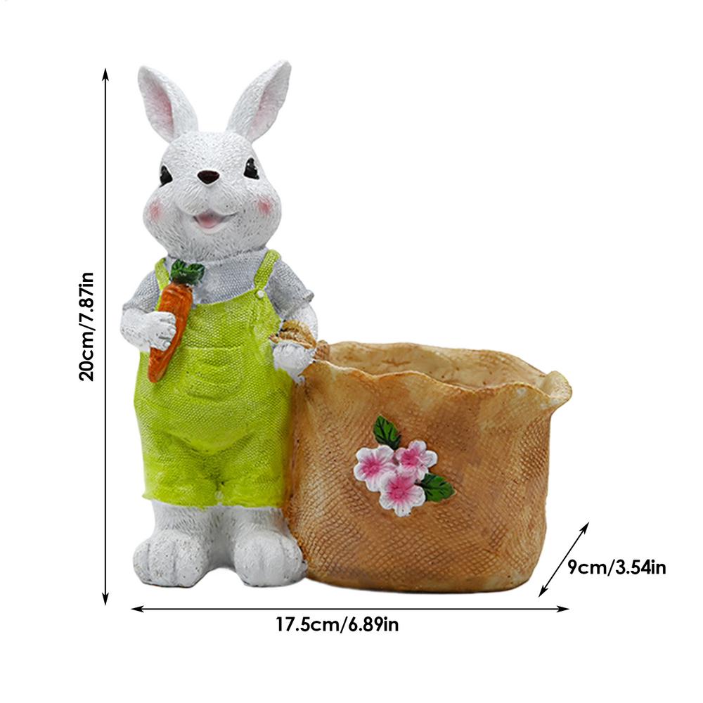 

Милый цветочный горшок из смолы в форме кролика, декоративный горшок для суккулентов, горшок для посадки в саду, настольные украшения, настольный садовый плантатор