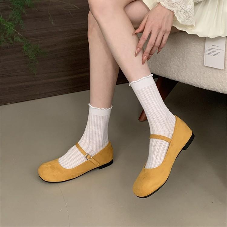 French Retro Mary Jane Shoes 2025 Autumn New One-word Commuter Shoes with Shallow Mouth Flat Beanie Shoes