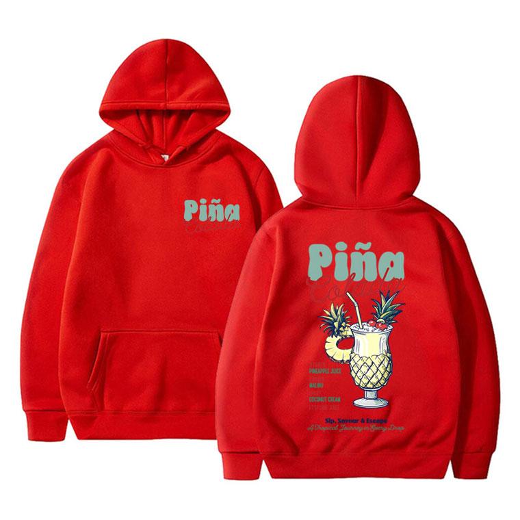 Lustiger Pina Colada Cocktail Doppelseitiger Grafik Hoodie Herren Damen Mode Übergroße Sportbekleidung Herren Freizeit Langarm Kapuzenpullover
