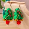 New Christmas Tree Earrings for Women Girls Elk Santa Claus Drop Earrings Handmade New Year Jewelry Gift
