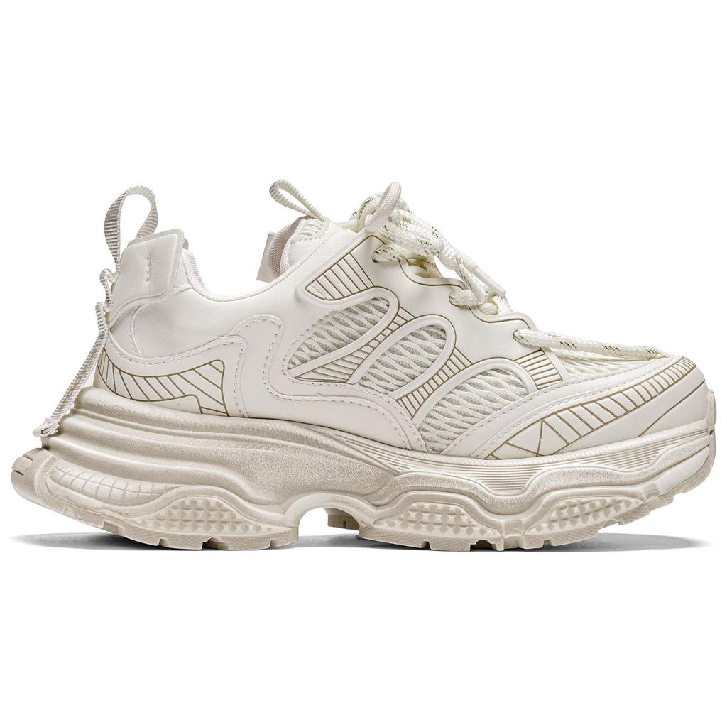 Kappa Urban Sports Mesh Breathable Platform Comfortable Versatile Non-Slip Wear-Resistant Low-Top Dad Shoes Women Sneaker White K0E25MC62J-012
