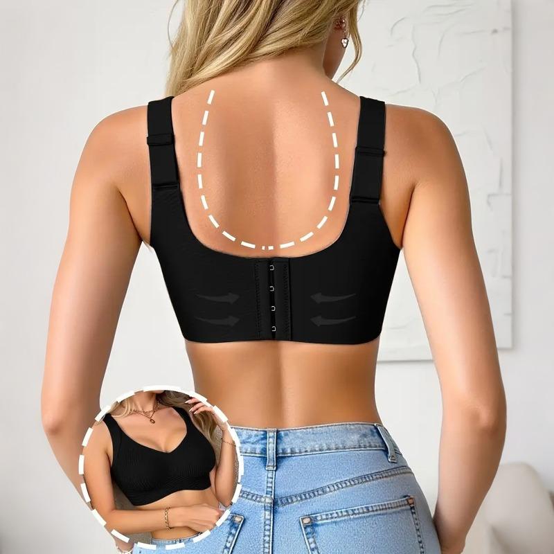 Plus Size Beauty Back Lift Up Bra, Seamless Wireless Push Up Side Support Hook Closure Bra