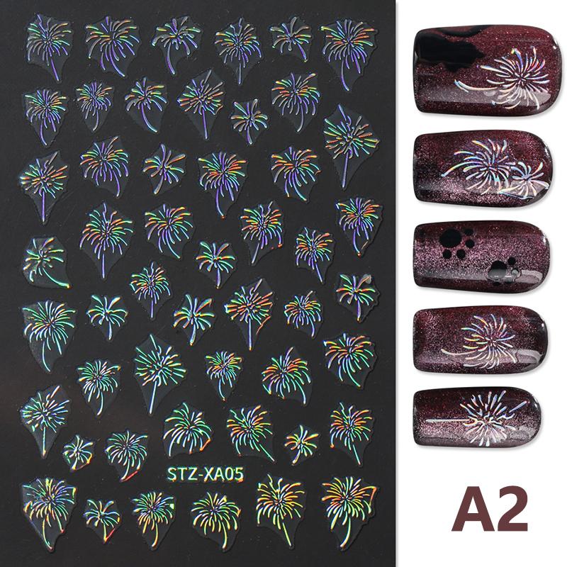 Nail Fireworks Stickers Flash Multicolour Decoration Stereoscopic Self-Adhesive Nail Salon Nail Accessories Diy