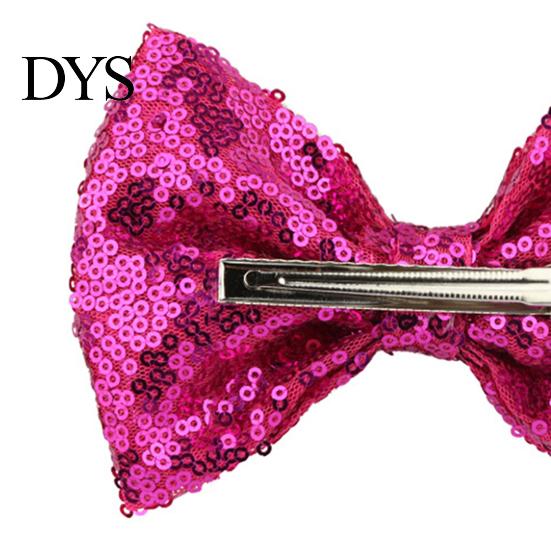 Comfortable Hair Clip Hairpin Safety Rounded Corner with Burr-Free Metal Spring Bow Shape Shiny Sequin Decoration Children Sparkling Accessory
