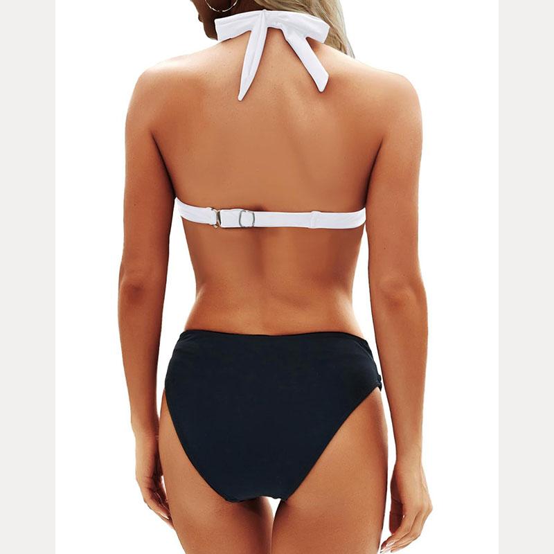 Nové Sexy Bikiny Halter Top Dělené Dámské Plavky Zavazování za Krk Dovolená Pláž Dvoudílná Sada Plavky
