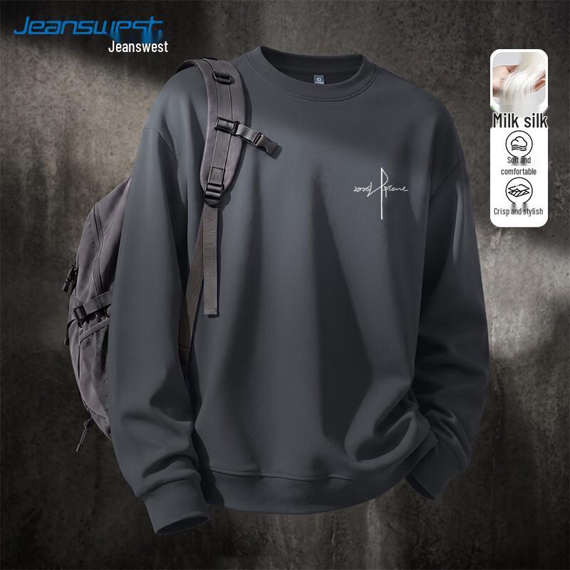 Jeanswest Men's Letter Print Crew Neck Sweatshirt