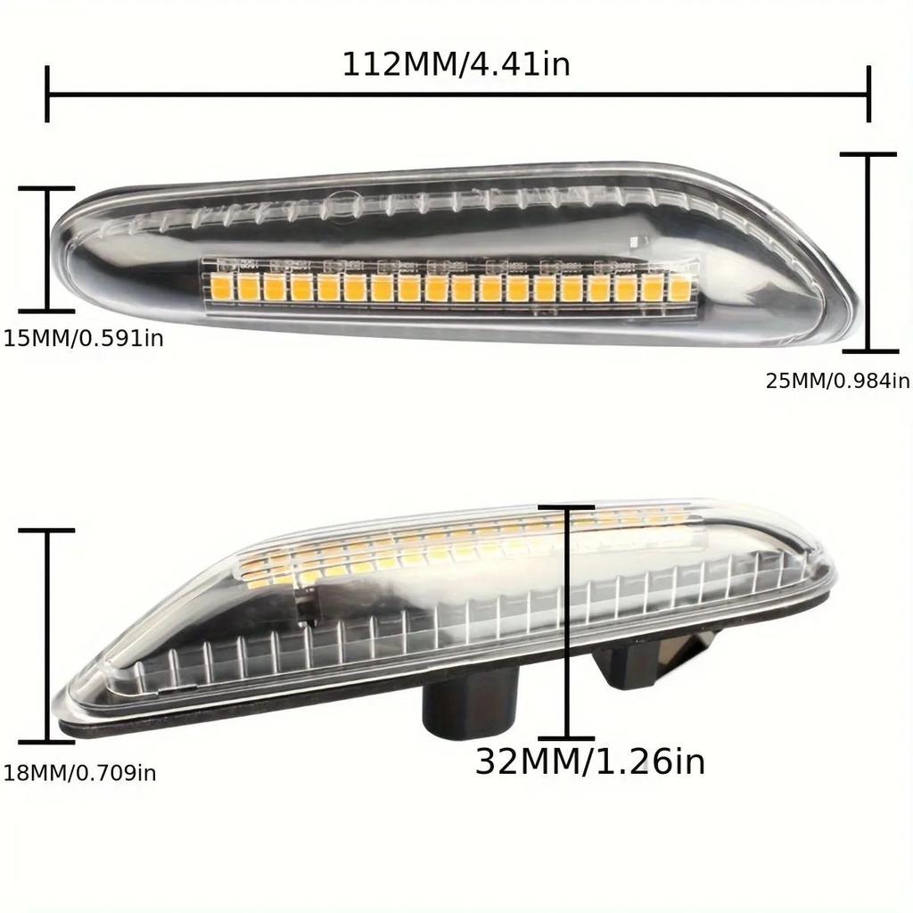 1 Pair Dynamic Amber LED Side Marker Light Sequential Blinker Turn Signal Lamp Assembly Replacement For BMW E82 E87 E90 E91 E92