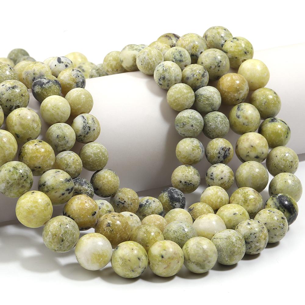4/6/8/10/12mm Natural Stone Beads Grass Yellow Turquoise Round Loose Beads For Jewelry Making DIY Bracelets Necklace Accessories