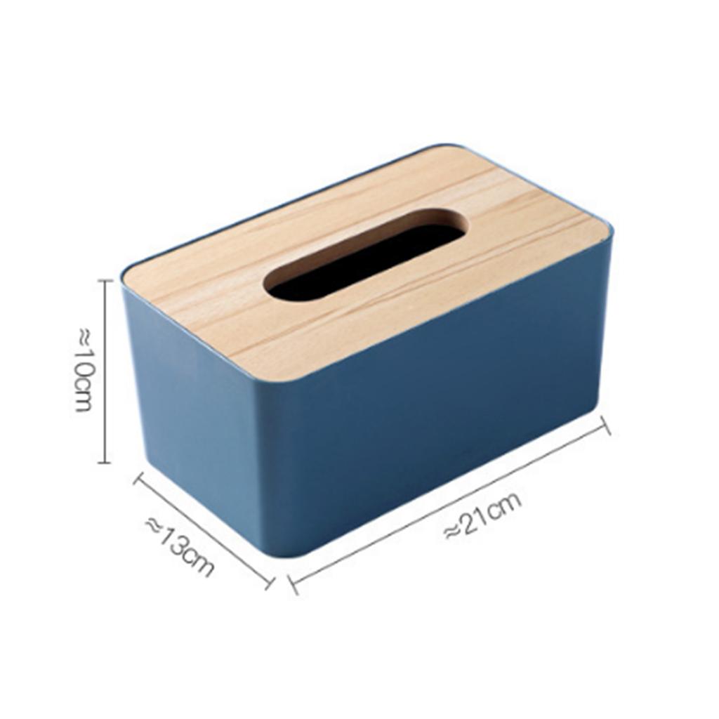 Desktop Tissue Box Rectangular Plastic Tissue   Box Cover with Wooden Lid for Home