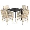 Vidaxl 5-Cz. Garden Furniture Set With Cushions, Beige, Poly Rattan